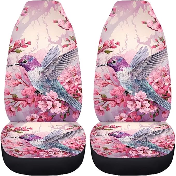 Hummingbird Cherry Blossom Car Seat Covers Full Set of 2
