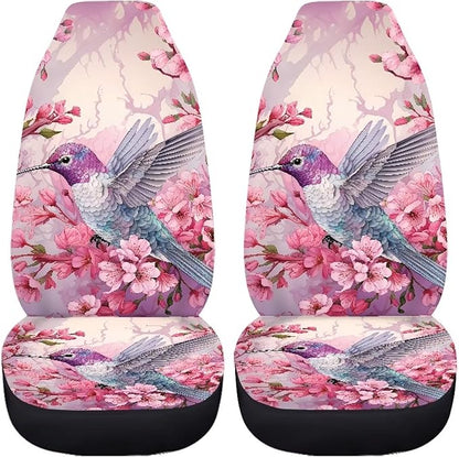 Hummingbird Cherry Blossom Car Seat Covers Full Set of 2