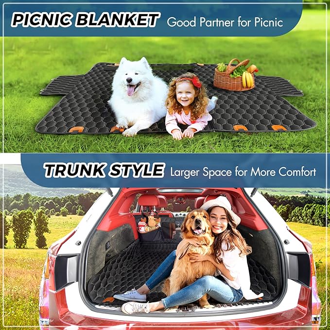 Dog Car Seat Cover for Back Seat 6-in-1 Waterproof 100% Scratchproof 60"x64"