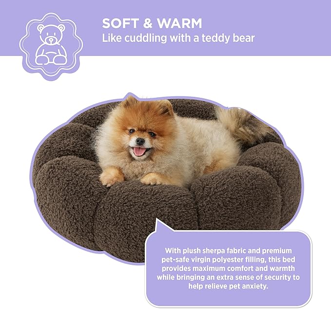 Lesure Calming Small Dog Bed 25 lbs, 23"