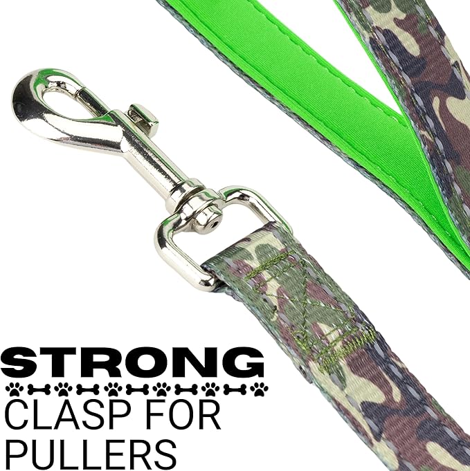 EcoBark Dog Leash - Soft & Reflective Comfort Training Leashes with Padded Handle - Strong Durable Heavy Duty - Training and Pulling for Small, Medium or Large Dogs (Camo)