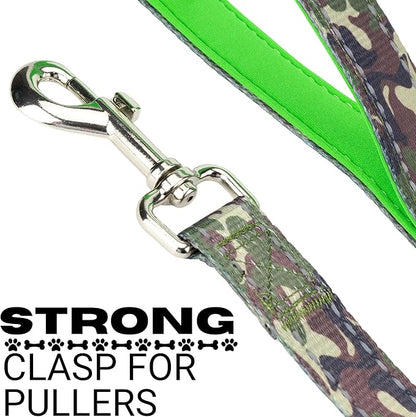 EcoBark Dog Leash - Soft & Reflective Comfort Training Leashes with Padded Handle - Strong Durable Heavy Duty - Training and Pulling for Small, Medium or Large Dogs (Camo)