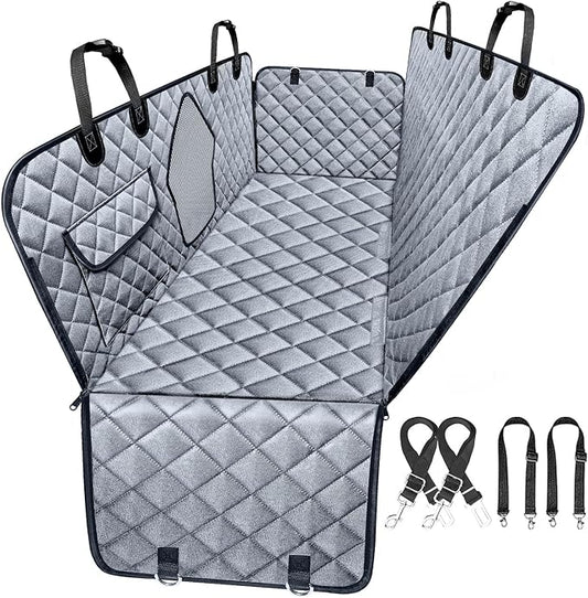 IVY&LANE Dog Car Seat Cover for Dogs 100% Waterproof 600D Scratchproof Sedans(Grey,54"×58")