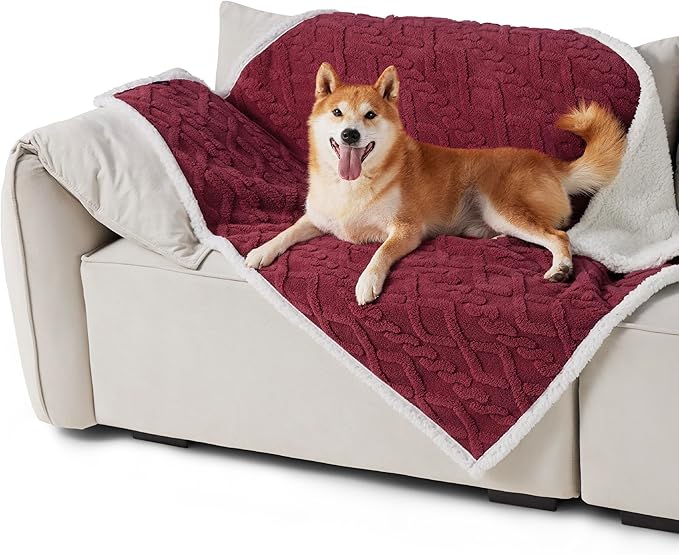 Bedsure Waterproof Dog Blankets for Large Dogs 40"x50", Burgundy
