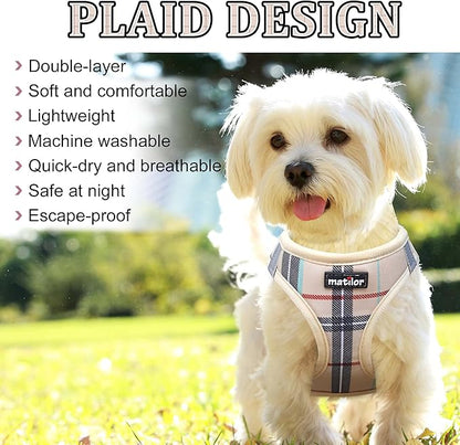 Dog Harness Step-in Breathable Puppy Cat Dog Vest Harnesses for Small Medium Dogs Beige