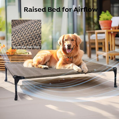 Veehoo 2 Pack Raised Dog Bed 42" x 30", Brown, CWC1803-L