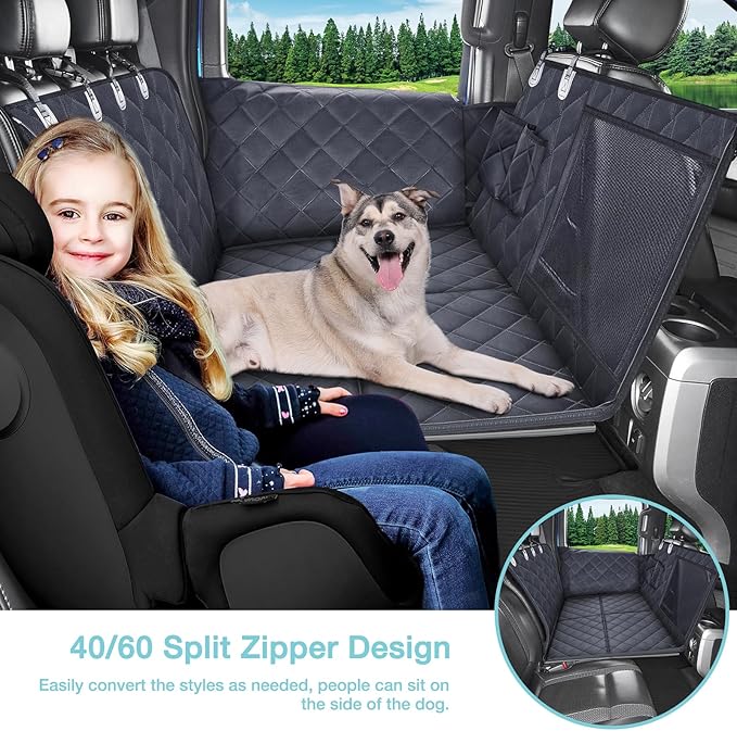 XL Dog Back Seat Extender for Truck, F150 F250 F350 Hard Bottom Dog Seat Cover Waterproof Dog Car Hammock Pet Backseat Bed for Chevrolet Silverado RAM Trucks GMC