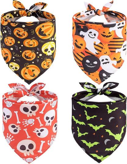 SCENEREAL Halloween Dog Bandana 4 Pack