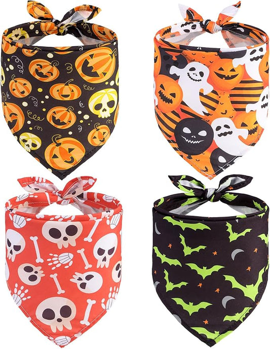 SCENEREAL Halloween Dog Bandana 4 Pack
