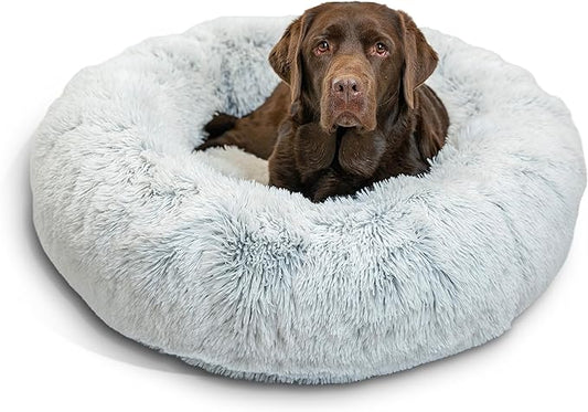 Best Friends by Sheri The Original Calming Donut Cat and Dog Bed in Shag Fur Frost 36"