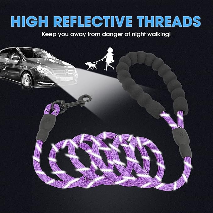 BAAPET 2/4/5/6 FT Dog Leash with Comfortable Padded Handle and Highly Reflective Threads for Small Medium and Large Dogs (5FT-1/3''