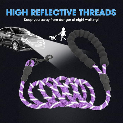 BAAPET 2/4/5/6 FT Dog Leash with Comfortable Padded Handle and Highly Reflective Threads for Small Medium and Large Dogs (5FT-1/3''