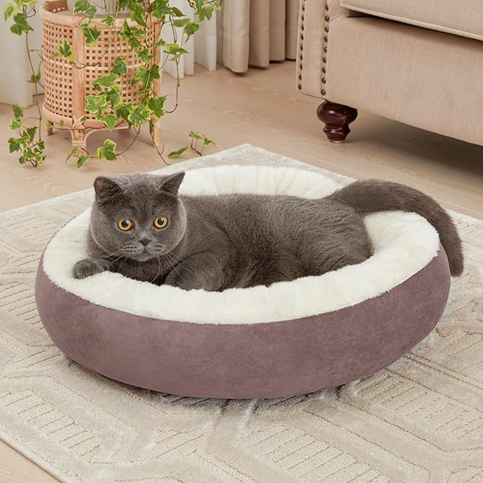Love's cabin Round Donut Cat and Dog Cushion Bed 20in Pet