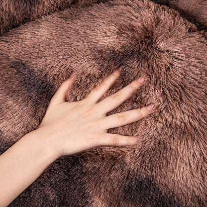 Oval Calming Donut Cuddler Dog Bed Bed(30"/36"/43") for (L(30"x24"x7"), Brown2021)