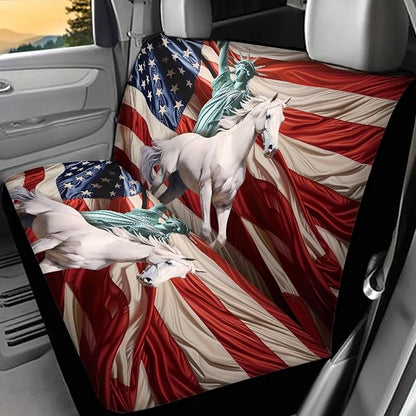 AFPANQZ State of Liberty Car Rear Seat Cover Non-Slip Stretch Universal Fit