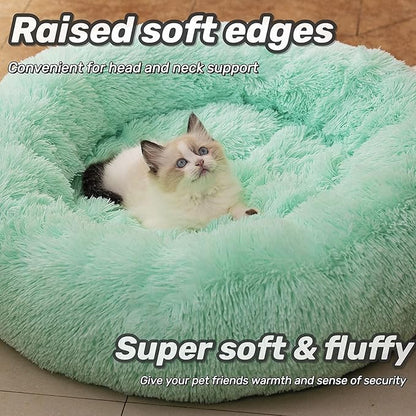 Anti Anxiety Round Fluffy Plush Faux Fur Warm Washable Dog Bed & Cat Bed Sleep（20"/24"/27''） (27",