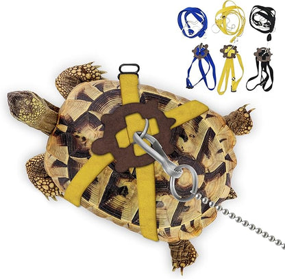 Pet Tortoise Turtle Leather Harness Small Pet Turtle Leash and Harness Pet Tortoise Leash Suitable for Tortoise Supplies Adjustable Control Leash (S, Yellow)