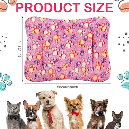 4 Pack Ultra Soft Dog Cat Bed Mat with Cute Prints Reversible Fleece Dog Crate Kennel Pad Cozy Washable Thickened Hamster Guinea Pig Bed Pet Bed Mat for Small Animals (Vivid Color 23 x 18 Inches)