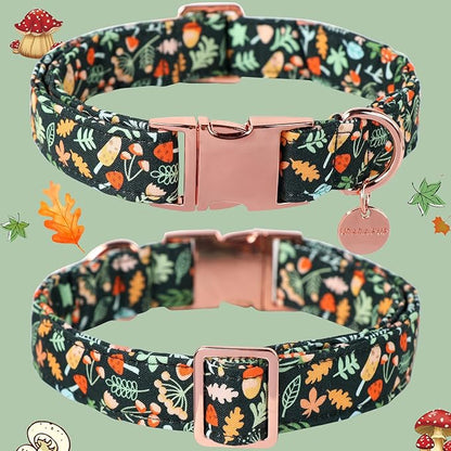 Daisy Fall Cotton Dog Collar with Metal Buckle