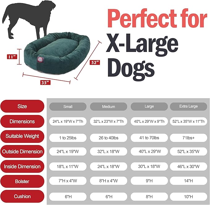 Majestic Pet 52 Inch Micro Velvet Calming Dog Bed Washable – Cozy Soft Round Dog Bed with Spine for Head Support 52x35x11 (inch)