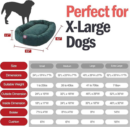 Majestic Pet 52 Inch Micro Velvet Calming Dog Bed Washable – Cozy Soft Round Dog Bed with Spine for Head Support 52x35x11 (inch)