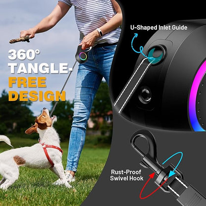 Retractable Dog Leash with Light 20ft Dog 110lbs