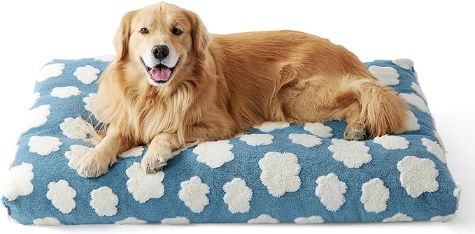 Lesure Extra Large Dog Bed-Thick Shredded Chopped Foam Pet Bed Bottom(44x32', Blue)