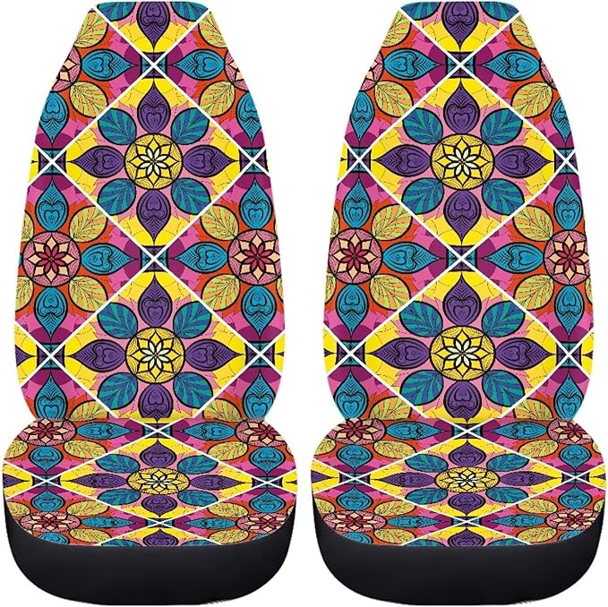 UNICEU Mandala Flowers Tribes Car Front Seat Covers Set of 2