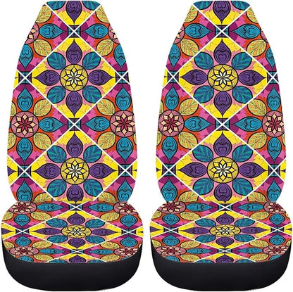 UNICEU Mandala Flowers Tribes Car Front Seat Covers Set of 2