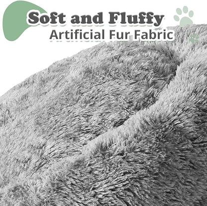 JOLLYVOGUE Black Calming Donut Dog Bed (20")