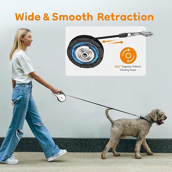 Retractable Dog Leash 360° Tangle 16 ft 66 lbs