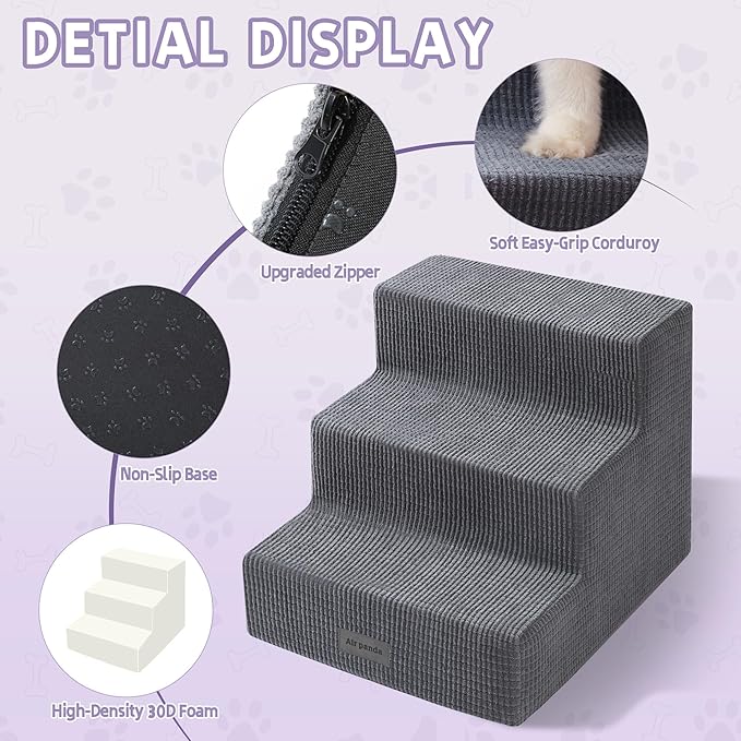 Dog Stairs for Small Dogs 3-Step Foam