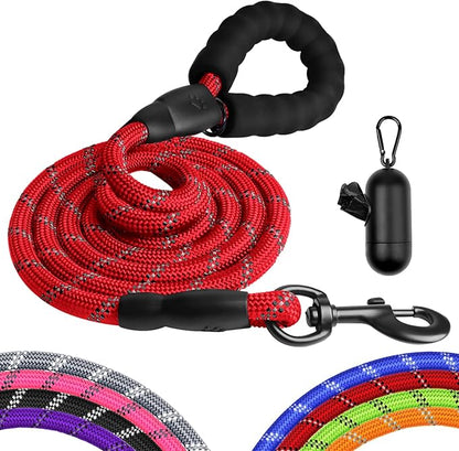 Heavy Duty Dog Leash for Large Medium Small Breed Dogs Handle,4/5/6 FT Holder,Red,1/2 inch