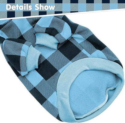 KOOLTAIL Plaid Dog Hoodie Pet Clothes Sweater with Hat and Pocket for Small Medium Large Size Dogs