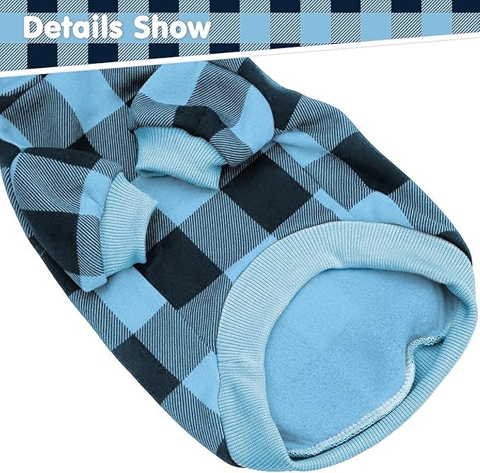 KOOLTAIL Plaid Dog Hoodie Pet Clothes Sweater with Hat and Pocket for Small Medium Large Size Dogs