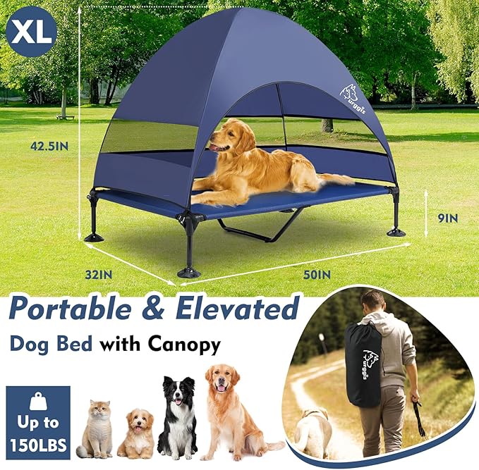 Upgraded Elevated Dog Bed with Canopy