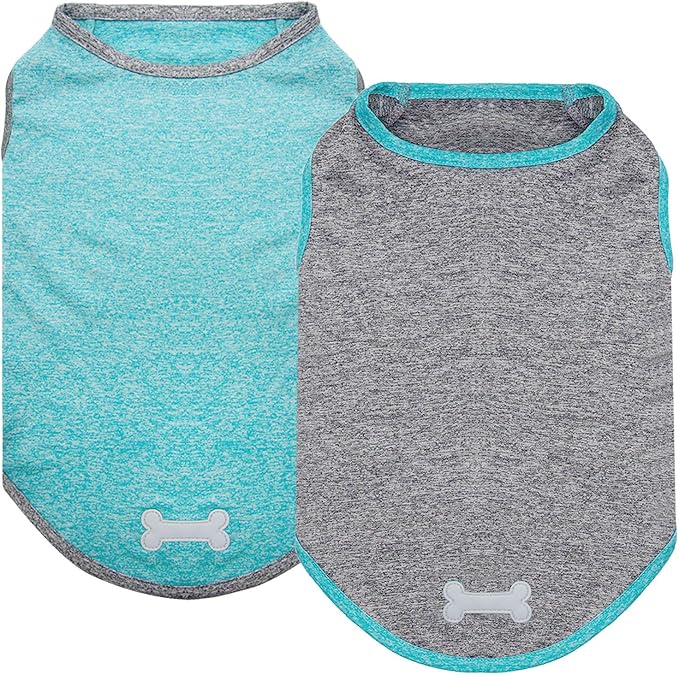 KYEESE 2 Pack Dog Shirts Sun Protection Quick Dry Soft Stretchy Dog T-Shirts with Reflective Label Tank Top Sleeveless Cat Vest Dog Clothes for Small Medium Dogs