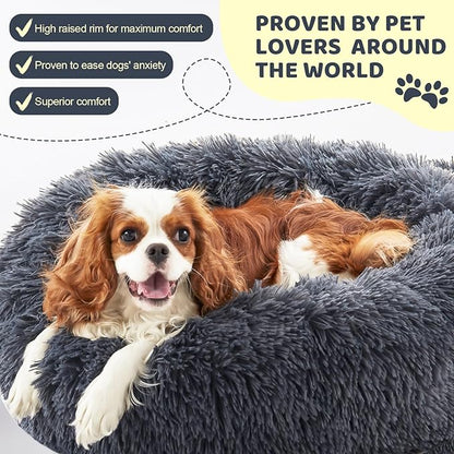 Calming Dog Bed for Medium Large Dogs 31", Dark