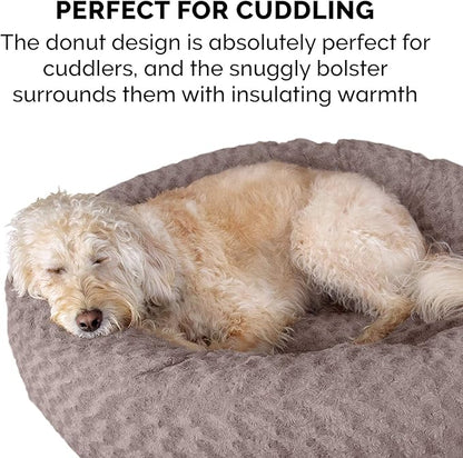 Furhaven 40" Round Donut Dog Bed for Large/Medium Dogs 75 lbs