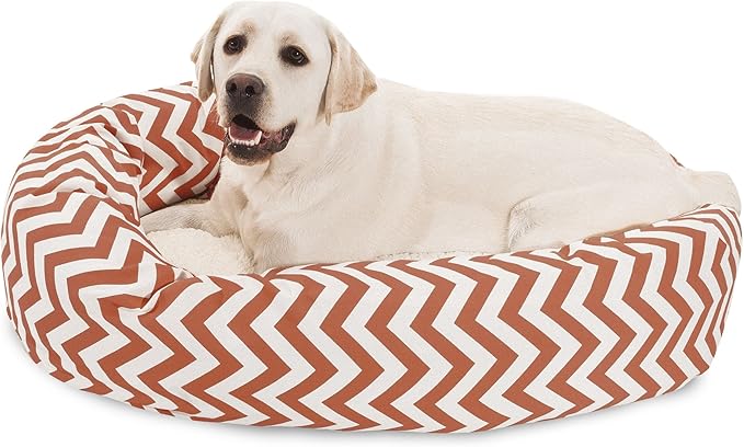 40 inch Burnt Orange Chevron Sherpa Bagel Dog Bed