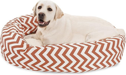 40 inch Burnt Orange Chevron Sherpa Bagel Dog Bed