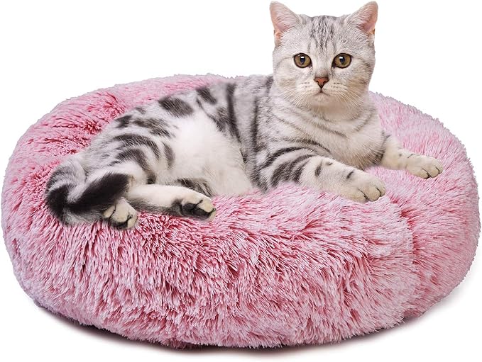 Aurako Cat Bed Dog Bed Round Cushion Pet 16" Pink