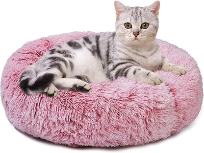 Aurako Cat Bed Dog Bed Round Cushion Pet 16" Pink