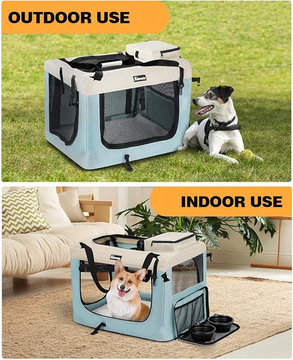 Extra Large Dog Crate with 2 Foldable Bowl 28 Inch (28" L 20" W 20" H,