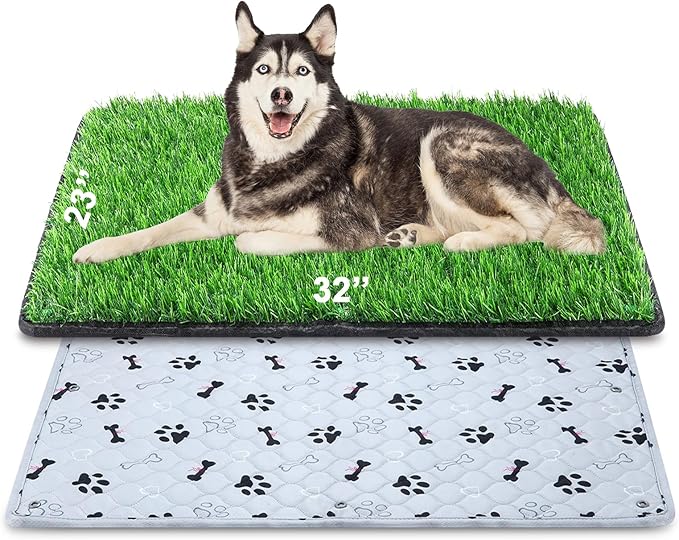 Dog Grass Mat with Pee Pad 32×23"