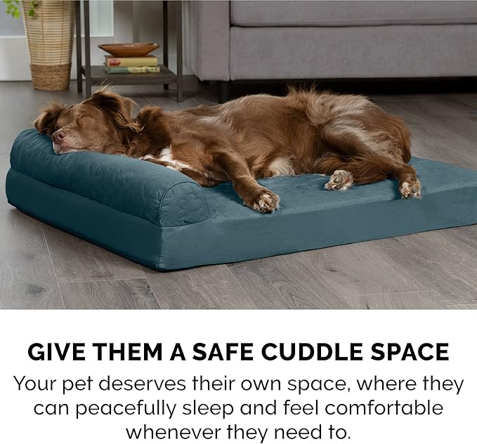 Furhaven Memory Foam Dog Bed for Large Dogs w/ Removable Bolsters & Washable Cover 95 lbs