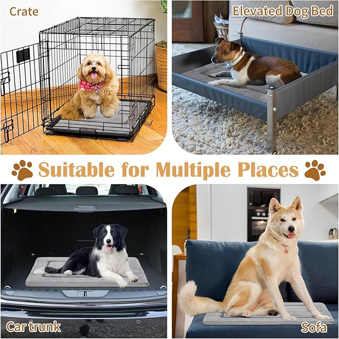 Reversible Dog Crate Pad 25 lbs(Gray)-S 24''x18''x1.1''