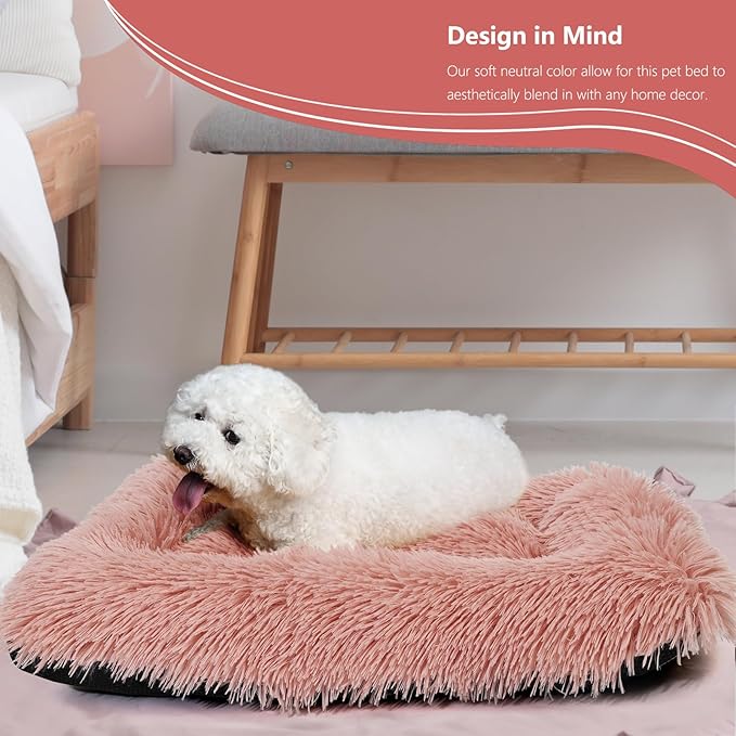 Small Dog Bed for Crate 24x18 Plush Fluffy Puppy Beds Cute 24 inch