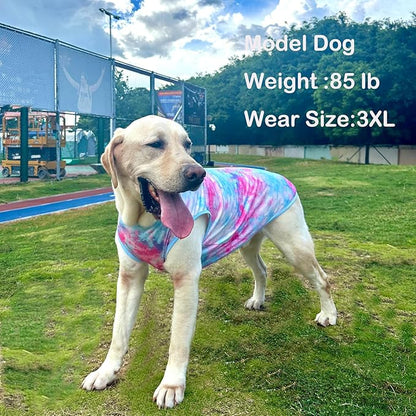 Dog Tie dye Sleeveless T Shirt Colorful Pink Printed Dogs Vest Shirt Pajamas Breathable Stretchy Summer Clothes for Large Dog Boys Girls（Large,Pink）