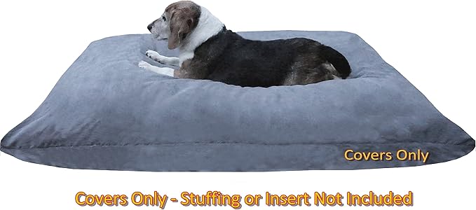 Dogbed4less Do It Yourself DIY Pet Bed Pillow Duvet Suede Cover + Waterproof Internal case for Dog/Cat at Large 48"X29" Gray Color - Covers only